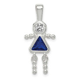 Image of Sterling Silver CZ & September Glass Girl Pendant