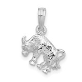 Image of Sterling Silver Polished 3D Taurus Zodiac Pendant