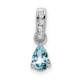 Image of 14K White Gold Pear Aquamarine and Diamond Pendant