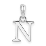 Image of Sterling Silver Polished Block Initial -N- Pendant