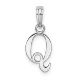Image of Sterling Silver Polished Block Initial -Q- Pendant
