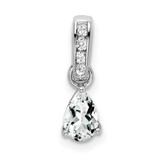Image of 14K White Gold Pear White Topaz and Diamond Pendant