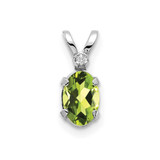 Image of 14K White Gold Diamond and Peridot Birthstone Pendant