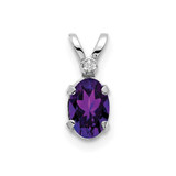 Image of 14K White Gold Diamond and Amethyst Birthstone Pendant