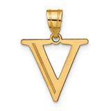 Image of 10k Yellow Gold Polished Etched Letter V Initial Pendant