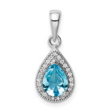 Image of Sterling Silver Rhodium Plated Blue and Clear CZ Pendant