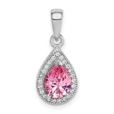 Image of Sterling Silver Rhodium-plated Pink and Clear CZ Pendant