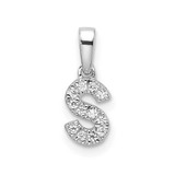 Image of 14K White Gold Diamond Letter S Initial with Bail Pendant