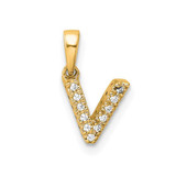 Image of 14K Yellow Gold Diamond Letter V Initial with Bail Pendant