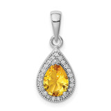 Image of Sterling Silver Rhodium-plated Yellow and Clear CZ Pendant