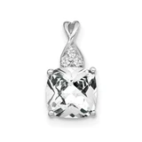 Image of 14K White Gold Checkerboard White Topaz and Diamond Pendant