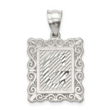 Image of Sterling Silver Square Diamond-cut Letter G Initial Pendant