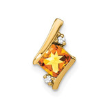 Image of 10k Yellow Gold Cushion Citrine and Diamond Chain Slide Pendant