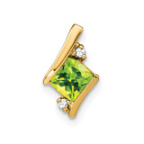 Image of 10k Yellow Gold Cushion Peridot and Diamond Chain Slide Pendant