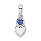 Image of Sterling Silver Rhodium-plated Lab Created Sapphire Heart Pendant