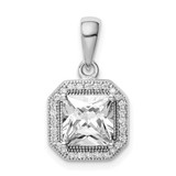 Image of Sterling Silver Rhodium-plated Clear CZ and Square Clear CZ Pendant
