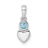 Image of Sterling Silver Rhodium-plated Polished LS Blue Topaz Heart Pendant
