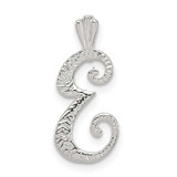 Image of Sterling Silver Polished & Textured Letter E Initial Chain Slide Pendant