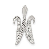 Image of Sterling Silver Polished & Textured Letter W Initial Chain Slide Pendant