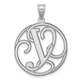 Image of Large Sterling Silver Rhodium-plated Fancy Script Letter Y Initial Pendant