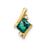 Image of 10k Yellow Gold Cushion Created Alexandrite and Diamond Chain Slide Pendant
