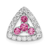 Image of 14K White Gold Pure Serenity Lab Grown Diamond & Created Pink Sapphire Triangle Pendant