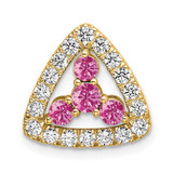 Image of 14K Yellow Gold Pure Serenity Lab Grown Diamond & Created Pink Sapphire Triangle Pendant