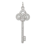 Image of Sterling Silver and CZ Key Pendant QP1527