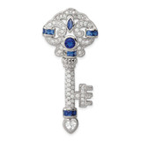 Image of Sterling Silver Blue & Clear CZ Key Slide Pendant