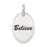 Image of Sterling Silver Polished Enamel Believe Pendant