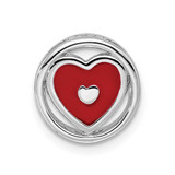 Image of Sterling Silver Stackable Expressions Small Red Enameled Heart Chain Slide Pendant