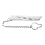 Image of Sterling Silver Rhodium-plated Stripe Design w/Button Chain Tie Bar
