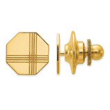 Image of 14K Yellow Gold Mens with Line Design Octagon Tie Tac