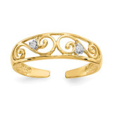 Image of 10k Yellow Gold .02ctw Diamond Scroll Toe Ring