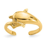 Image of 10k Yellow Gold Polished and Diamond-cut Dolphin Toe Ring