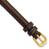 Image of 8mm Dark Brown Smooth Leather Gold-tone Buckle Watch Band