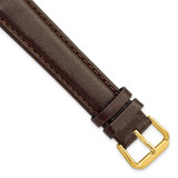 Image of 16mm Long Brown Smooth Leather Gold-tone Buckle Watch Band