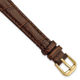Image of 12mm Brown Wild Alligator-Style Grain Leather Gold-tone Buckle Watch Band