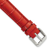 Image of 14mm Red Crocodile-Style Grain Leather Chrono Silver-tone Buckle Watch Band
