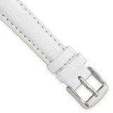 Image of 16mm White Crocodile-Style Grain Leather Chrono Silver-tone Buckle Watch Band