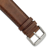 Image of 22mm Brown Full Oil Leather Stainless Steel Watch Band