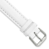 Image of 15mm White Smooth Leather Silver-tone Buckle Watch Band