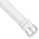 Image of 17mm White Smooth Leather Silver-tone Buckle Watch Band