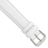 Image of 18mm White Smooth Leather Silver-tone Buckle Watch Band