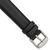 Image of 18mm Black Full Oil Leather Silver-tone Steel Watch Band