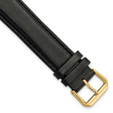 Image of 20mm Extra Long Black Smooth Leather Gold-tone Watch Band