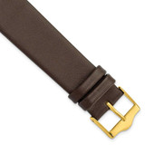 Image of 20mm Smooth Flat Brown Leather Gold-tone Buckle Watch Band