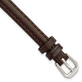 Image of 8mm Dark Brown Smooth Leather Silver-tone Buckle Watch Band