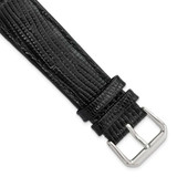 Image of 20mm Black Snake Grain Leather Silver-tone Buckle Watch Band