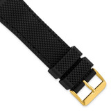 Image of 22mm Black Silicone Black Stitch Gold-tone Buckle Watch Band